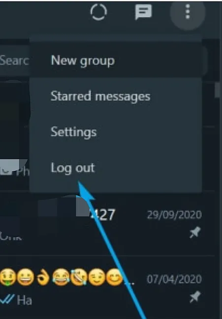 WhatsApp Web'den çıkış