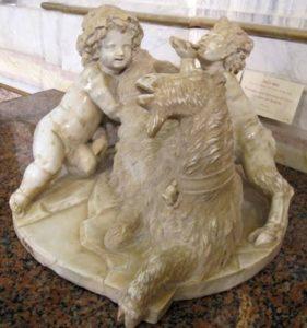 Bebek Jüpiter ve bir Faun ile Keçi Amalthea (1609-15) Bernini'nin en eski eseri 